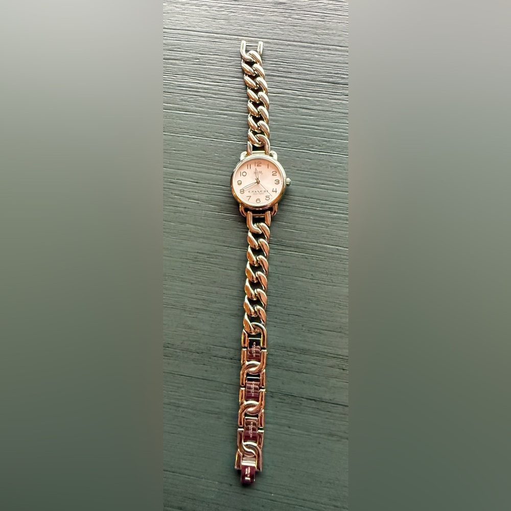 Coach Silver Watch with Cuban Chain - Picture 2 of 5